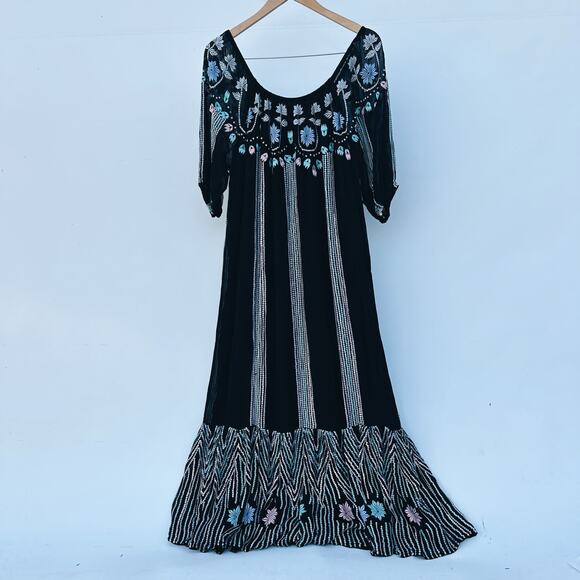 Carolina K Charo Dress Off The Shoulder Maxi Sheer Beaded Embroidered Small - Picture 7 of 11